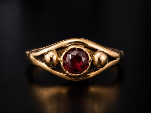 Vintage goldring mit - vintage, granat