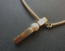 Original*Pierre Lang*Anhänger 4x10x10mm vergoldet mit Perle+Kette 40cm++