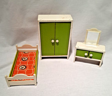 Puppenstube shabby Möbel Bett Schrank Frisierkommode Bastler 