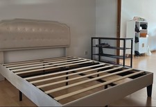 Bettgestell 140x200 cm mit Lattenrost Sehr Schönes Samtmaterial In Beige