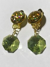 Ohrclips / Achteckig 8115 14 mm Peridot/Golden Shadow Swarovski® Elemente