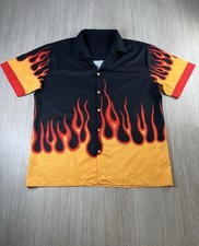 Bowling Shirt mit Flammenprint