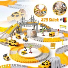 329Stk Autorennbahn Elektroauto Autorennbahn Rennbahn 6 Autos Bagger Spielzeug