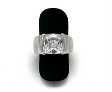 925/- Silberring, simulierter Diamant, Kissenschliff, Gr. 54, Sterlingsilber