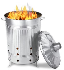 Feuertonne 90 Liter Feuerschale Verbrennungstonne für Laub Metallfass Garten