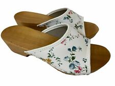 Damen Clogs Holzclogs Gartenschuhe mit Blumenmuster Leder Absatz 35-41 Offen