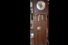 Standuhr Eiche Schlagwerk Gewichte Jugendstil datiert 1889