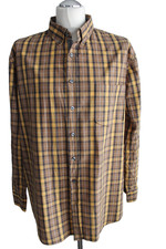 Brax Feel Good Langarm Hemd Gr. 2XL Braun-Gelb