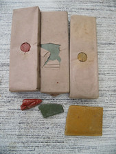 3x 2 Platten Siegellack alt über 1,4 kg rot gelb grün für Petschaft Briefe antik