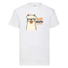 No Drama | Entspannt | Lama mit Brille | süßer Comic T-Shirt Weiß
