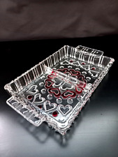 Vintage 1970er Walther Glas "Herzen" Schale mit 2 Kammern – Serviertablett