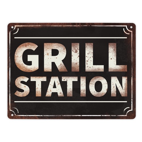 Grillstation metallschild - metallschild, xl