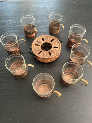 Vintage teeglas set aus kupfer - teeglas-set,