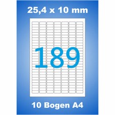 10 Blatt A4 Etiketten Weiß 25,4x10 mm Preisschild 1890 Papier Aufkleber