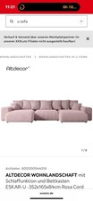 Sofa Wohnlandschaft Design Couch ,Rosa cord
