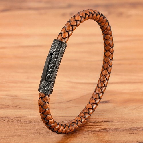 Echtleder armband titanstahl - echtleder,