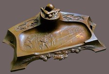 Tintenzeug Kupfer antik Kegler Motive ausgefallen ansprechend  27x15x7 cm 781,5g