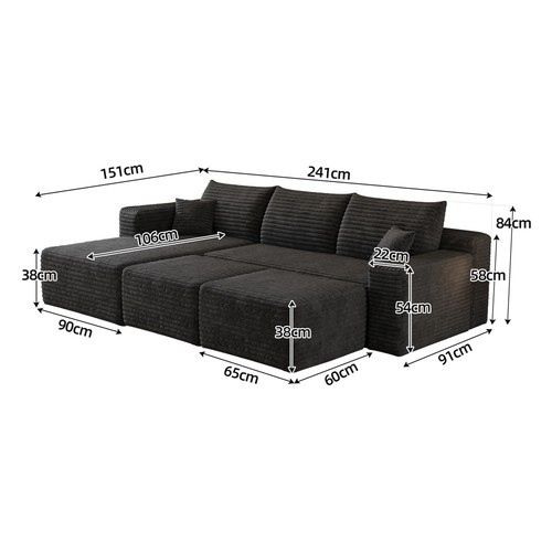 241cm form ecksofa - l-form,