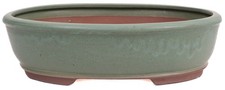 Bonsai - Schale oval 31 x 24 x 8.5 cm mattgrün 40172