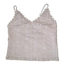 Blind date Gr. M 38 Spitzenshirt Trägershirt beige Lagenlook Damenbekleidung