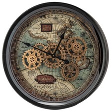 Wanduhr Weltkarte 60 cm Zahnrad Bewegung Spiegel-Elemente 676610 formano