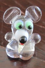 Glasfigur-Tiere: Maus transparent, 2,7 cm H, 2,2 cm B,  sitzend, unbeschädigt