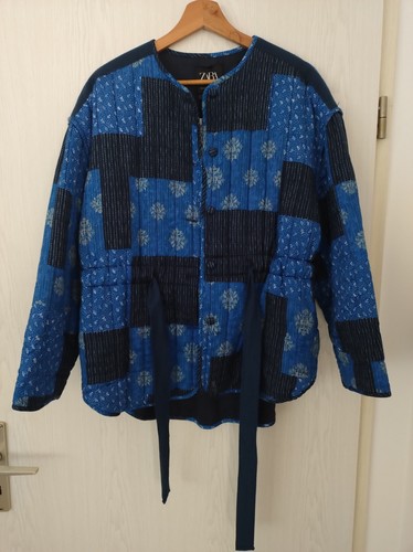 Zara patchwork steppjacke blau - zara,