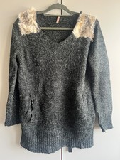 Pullover mit Fell, grau