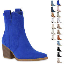 Damen Stiefeletten Cowboy Boots Trichterabsatz Schuhe 837779 New Look