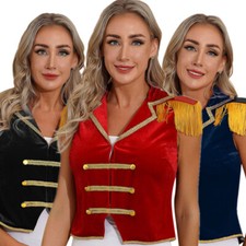 DE Damen Zirkus Kostüm Anzugweste Kurz Jacke Rollespielen Ringmaster Blazer Tops