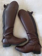 Milano Cognac Echtleder Reitstiefel Gr. 39 Neuwertig Braun Schmal