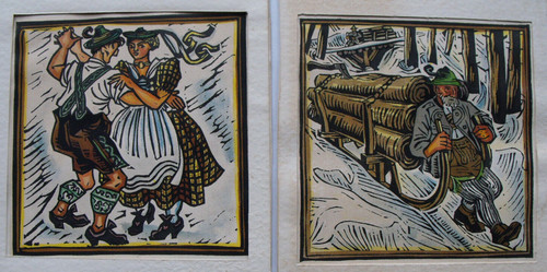 Farbholzschnitt bayerisches - farbholzschnitt,,