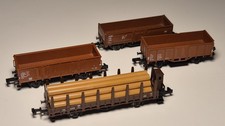 Roco u.a.  Spur N 3x offener Güterwagen, 1x Holztransportwagen der ÖBB