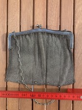 Antike Gehäkelte Handtasche, Metall, Silberfarben