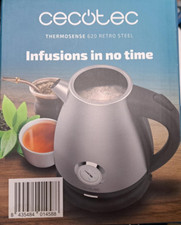 Cecotec Wasserkocher 1,7L Rostfrei Anti Kalk Filter Thermometer 01458 Retro