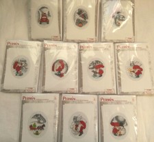 STICK-WEINACHTSKARTEN - MINI - GEZ. KREUZSTICH - PASSPARTOUT + KUVERT - 9x13cm