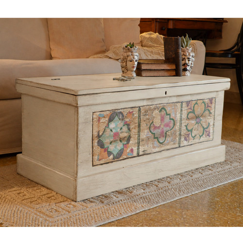 Holztruhe weiß shabby chic - weiß,