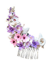 Tocado Novia Adorno peineta con flores silvestres, flores de porcelana