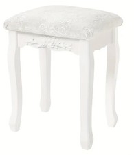Samt Hocker im Barock-Stil Schminktischspiegel-Hocker weiß * NEU