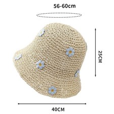 Stilvoller blauer weiblicher Sonnenschutzhut mit Blumen und gro?er Krempe f��r