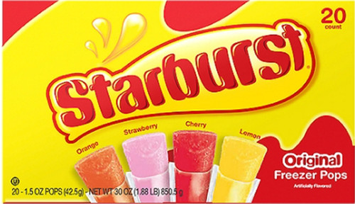 Starburst freezer pops 4 - 20, 'freezer