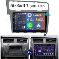 Autoradio 8-Kern 4+64GB Android Carplay GPS 4G BT Für VW Golf VII MK7 2013-2017
