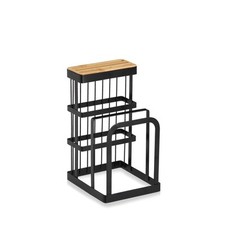 Zeller Messerblock mit Brettchenständer Metall/Bambus,