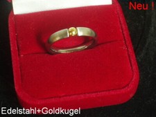Edelstahl Ring Spannring echt 585 Goldkugel Bandring Damen Frauen schmaler 4 mm 