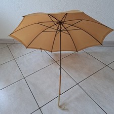 Antiker Flanierschirm Paragon Vintage Farbe Ocker m. Holzstiel Griff Permuttf.