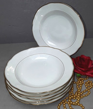 Suppenteller 6er Set Teller, Goldwellenrand Porzellan Teller Tiefeteller D 645