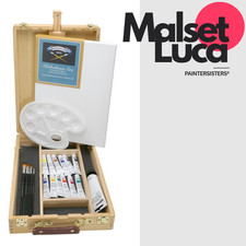 Malset LUCA Kiefer Komplettset mit Tischstaffelei Farben Pinsel Leinwand Palette