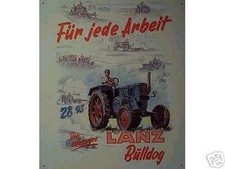 Retro Reklame Blechschild Oldtimer Traktor Lanz 28 PS Schlepper  40x33cm