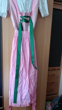 Dirndl lang 46 Lodenfrey rosa kariert, Bänder-Schnürung, Bluse, Schürze, Landaus