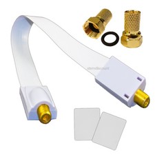 SAT Kabel Fensterdurchführung Antennenkabel 2x F-Buchse flach 26cm weiss + 2xF